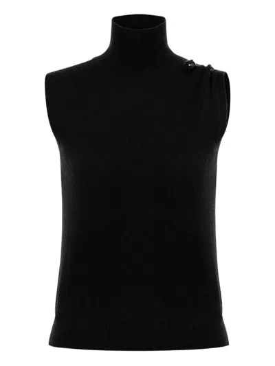 Alberta Ferretti Cashmere Top With A Funnel Neck In Black