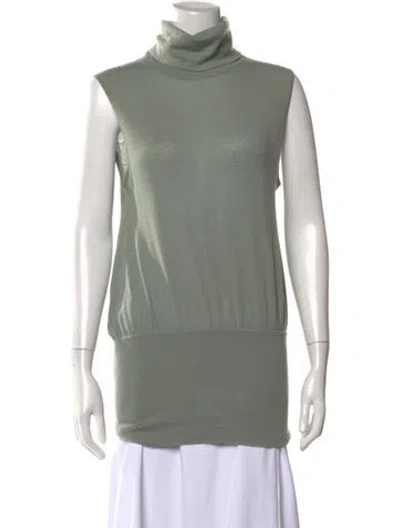 Pre-owned Alberta Ferretti Cashmere Turtleneck Tunic In Green