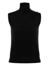 Alberta Ferretti Sleeveless Cashmere Knit Turtleneck Top In Black