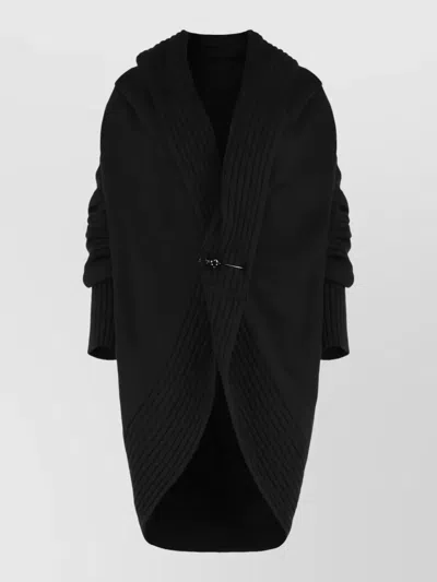 Alberta Ferretti Cashmere Wool Blend Cardigan With Shawl Collar In Black