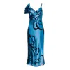 Alberta Ferretti Floral Satin Midi Dress