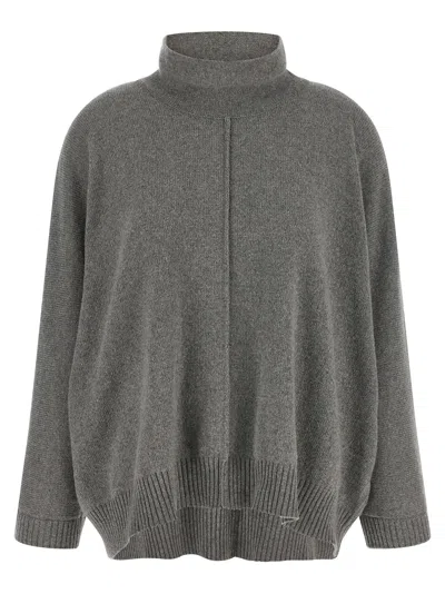 Alberta Ferretti Central-stitched Cashmere-blend Sweater In Gray