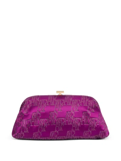 Alberta Ferretti Chain Embellished Clutch Bag In Purple