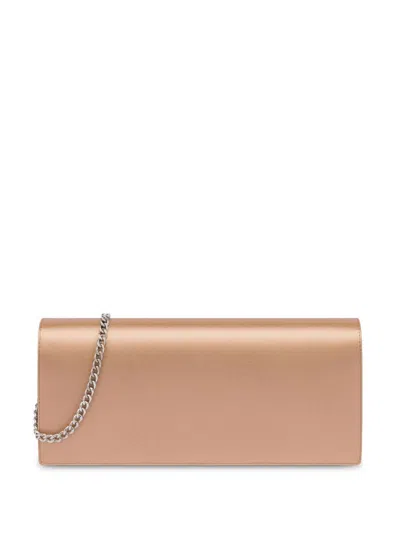 Alberta Ferretti Chain-strap Satin Clutch Bag In Brown