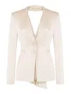 Alberta Ferretti Cut-out Satin Blazer In Crema