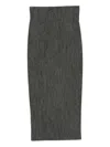 Alberta Ferretti Textured Black Wool Blend Midi Skirt In Gray