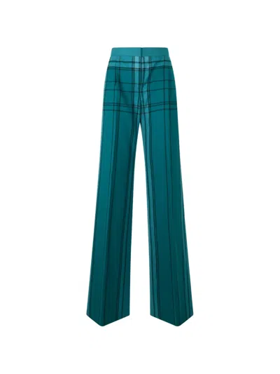 Alberta Ferretti Checked Wide-leg Trousers In Blue