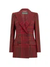 Alberta Ferretti Check-pattern Double-breasted Blazer In Red