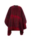 Alberta Ferretti Check-pattern Mohair-blend Poncho In Red