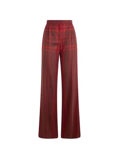Alberta Ferretti Check-pattern Wide-leg Trousers In Burgundy