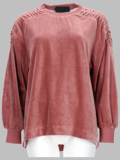 Alberta Ferretti Plush Chenille Sweatshirt With Gathered Raglan Sleeves In Pink