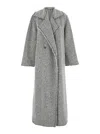 Alberta Ferretti Women Grey Double-breasted Coat With Wide Lapels In Wool Woman In Gray