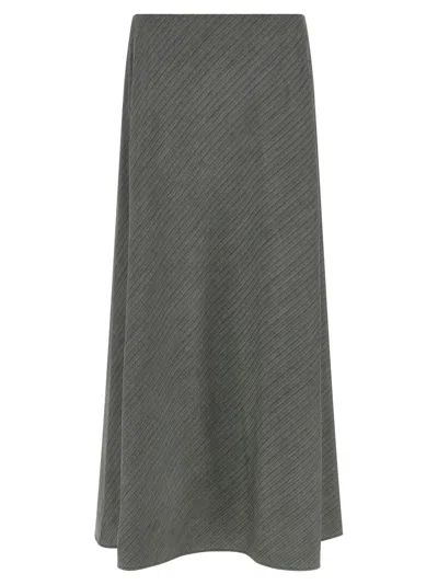 Alberta Ferretti Chevron Virgin Wool Skirt In Gray