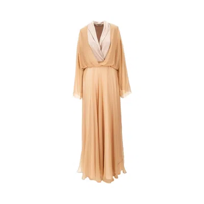 ALBERTA FERRETTI CHIFFON AND SATIN MAXI DRESS