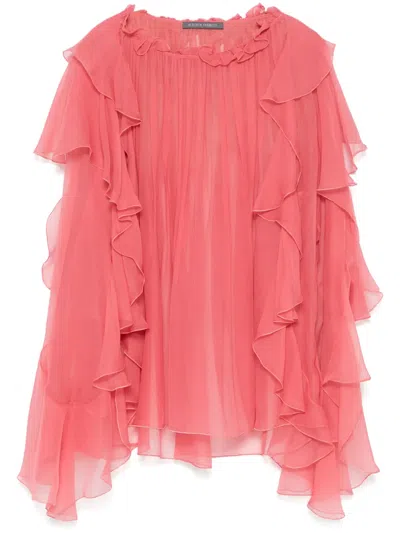 Alberta Ferretti Chiffon Blouse In 粉色