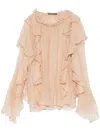 Alberta Ferretti Chiffon Blouse In Neutrals