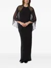 Alberta Ferretti Chiffon Cape Gown In Black