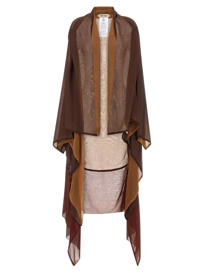Alberta Ferretti Chiffon Cardigan Sweaters And Cardigans Brown