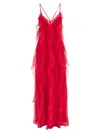 Alberta Ferretti Alberta Ferreti Chiffon Ruffled Long Dress In Red