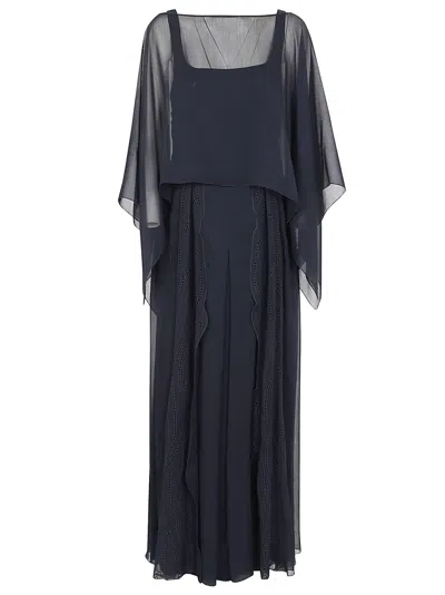 Alberta Ferretti Chiffon Dress In Blu