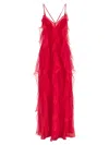 Alberta Ferretti Alberta Ferreti Chiffon Ruffled Long Dress In Red