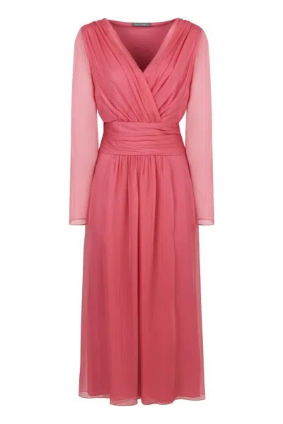 Alberta Ferretti Chic Long Sleeve Dress In Pink