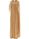 Alberta Ferretti Flowing Chiffon Gown Halter Neckline In Neutrals
