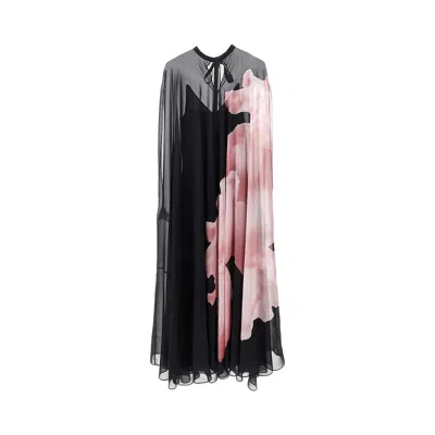 ALBERTA FERRETTI CHIFFON MAXI DRESS WITH ORCHID PRINT