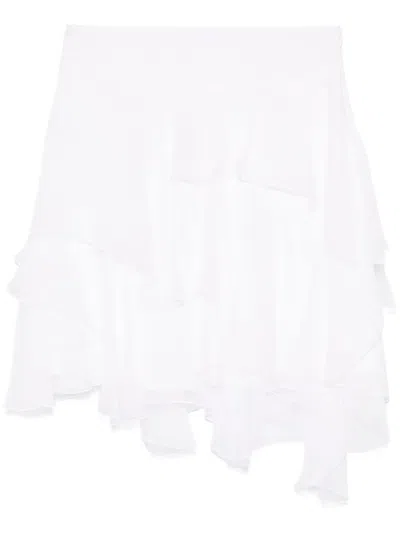 Alberta Ferretti Chiffon Mini Skirt In White