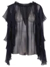 Alberta Ferretti Flowing Chiffon Shirt With Flounces
