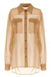 Alberta Ferretti Pointed Collar Sheer Fabric Shirt