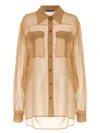 Alberta Ferretti Pointed Collar Sheer Fabric Shirt In Beige