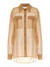 Alberta Ferretti Pointed Collar Sheer Fabric Shirt In Beis
