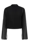Alberta Ferretti Reversible Silk Chiffon Shirt With Unique Crossed Closure In Black