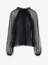 Alberta Ferretti Chiffon Shirt In Black