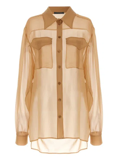 Alberta Ferretti Chiffon Shirt In Metallic