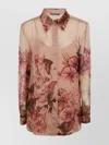 ALBERTA FERRETTI CHIFFON SHIRT WITH FLORAL PRINT AND LONG SLEEVES