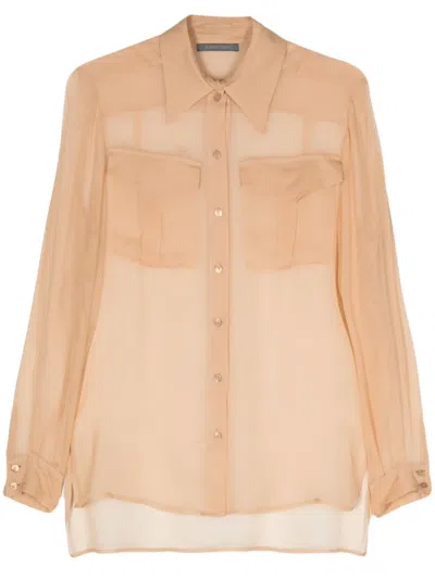 Alberta Ferretti Chiffon Silk Shirt In Neutrals