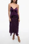 Alberta Ferretti Chiffon Sleeping-dress With Applicated Motif In Purple