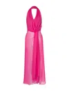 Alberta Ferretti Silk Chiffon Top With Drapes In Fuxia
