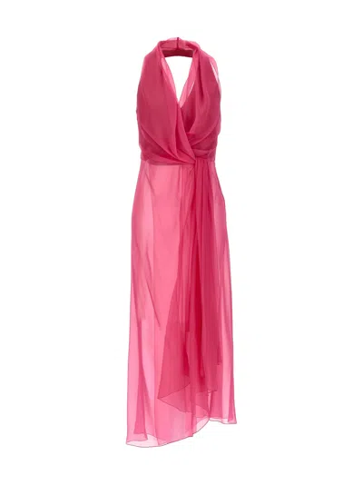 Alberta Ferretti Chiffon Top Tops Fuchsia In Pink
