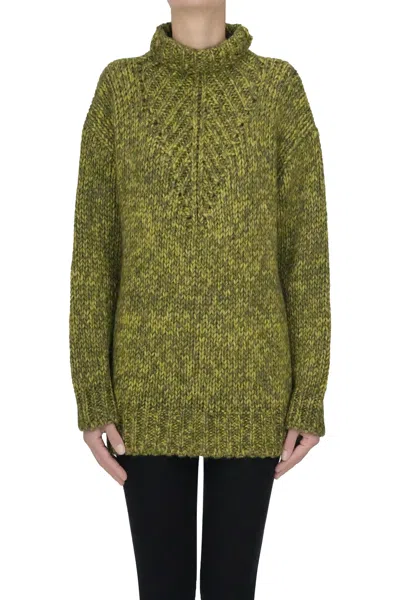 Alberta Ferretti Chunky Knit Turtleneck Pullover In Multi