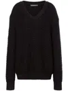 Alberta Ferretti Knitwear V-neckline Textured Ribbed Cuffs Hem In Black