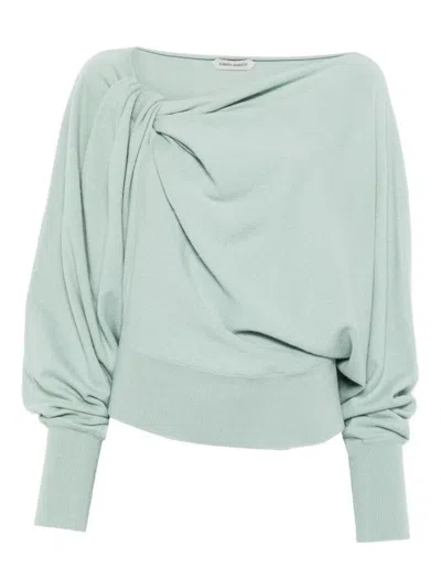 Alberta Ferretti Classic Knit Sweater With Design In Green