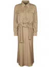 Alberta Ferretti Button-down Belted Midi Dress In Gold