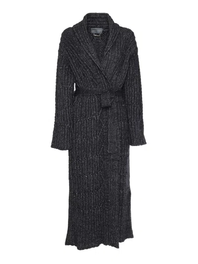 Alberta Ferretti Ribbon Long Cardigan In Black