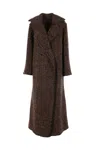 Alberta Ferretti Herringbone Button Coat In Brown