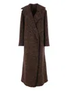 Alberta Ferretti Herringbone Button Coat In Brown