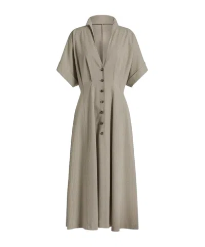 Alberta Ferretti Collared Short-sleeved Dress In Gray