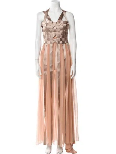 Pre-owned Alberta Ferretti Colorblock Pattern Long Dress W/ Tags In Orange